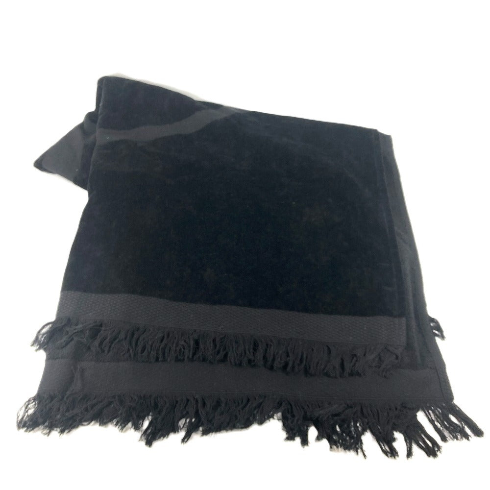 CHANEL バスタオル インテリア ひざかけ ブランケット CC ココマーク ビッグ ビーチタオル フリンジ タオル コットン レディース ブラック - brandshop-reference