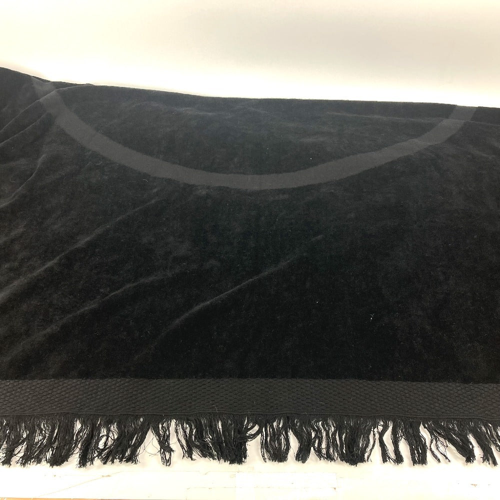 CHANEL バスタオル インテリア ひざかけ ブランケット CC ココマーク ビッグ ビーチタオル フリンジ タオル コットン レディース ブラック - brandshop-reference