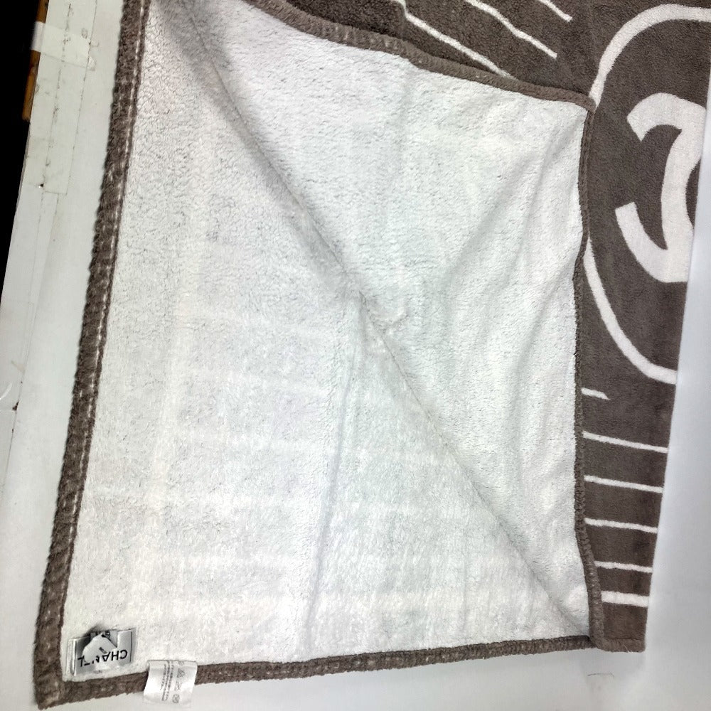 CHANEL Logo Stripe CC Coco Mark Bath Towel, Interior Throw, Blanket, Towel, Cotton, Women's, Gray