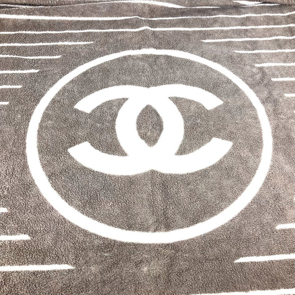 CHANEL ロゴ ストライプ CC ココマーク バスタオル インテリア ひざかけ ブランケット タオル コットン レディース グレー系 - brandshop-reference