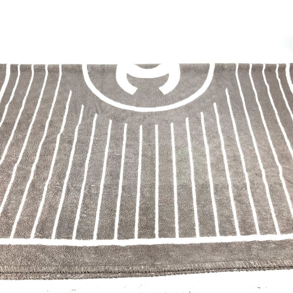 CHANEL ロゴ ストライプ CC ココマーク バスタオル インテリア ひざかけ ブランケット タオル コットン レディース グレー系 - brandshop-reference