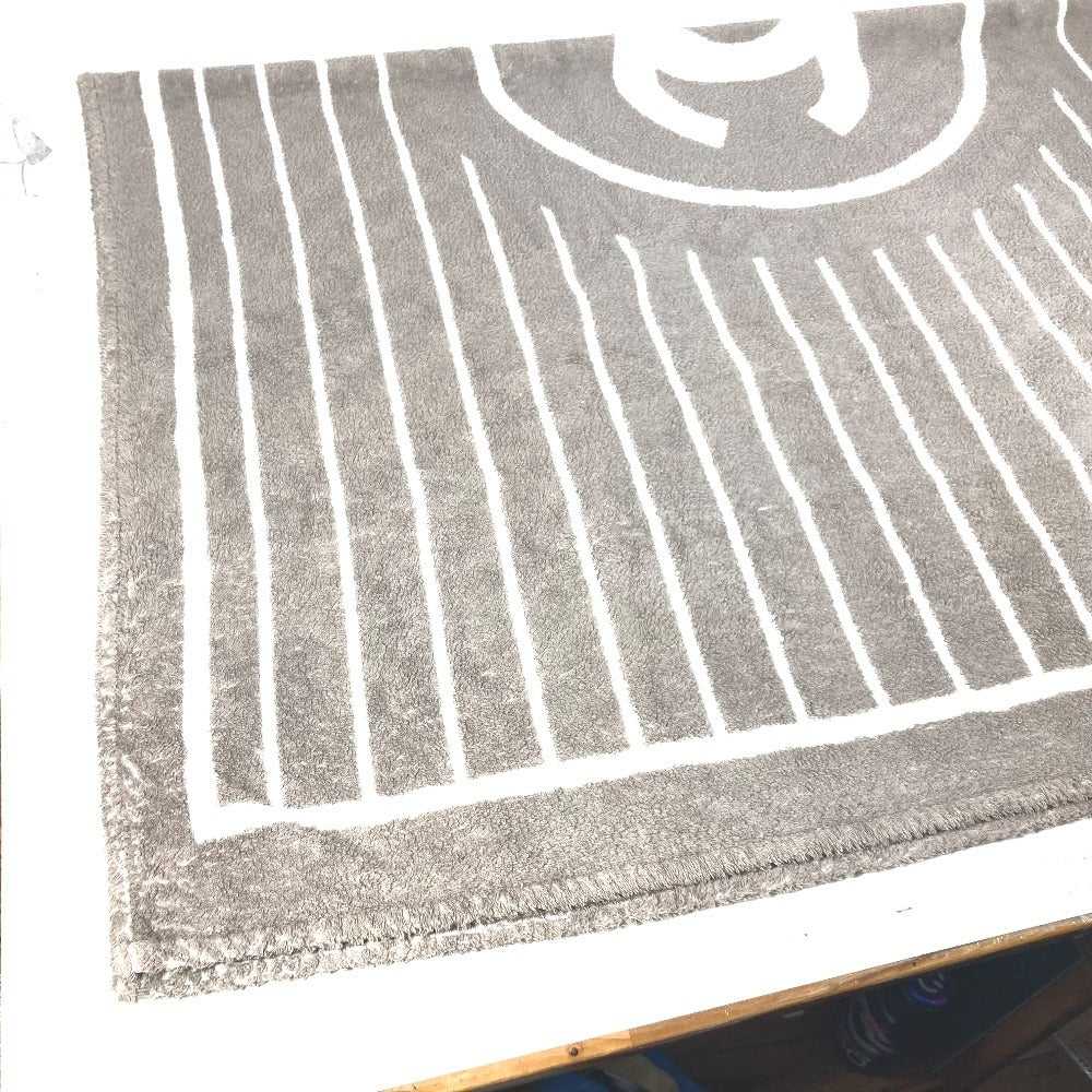 CHANEL ロゴ ストライプ CC ココマーク バスタオル インテリア ひざかけ ブランケット タオル コットン レディース グレー系 - brandshop-reference