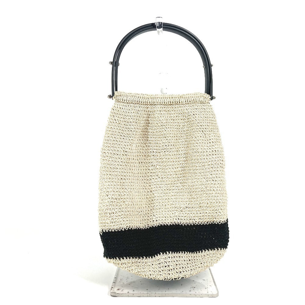 CHANEL ロゴ メッシュ プラスチックハンドル カバン ハンドバッグ キャンバス レディース ベージュ - brandshop-reference