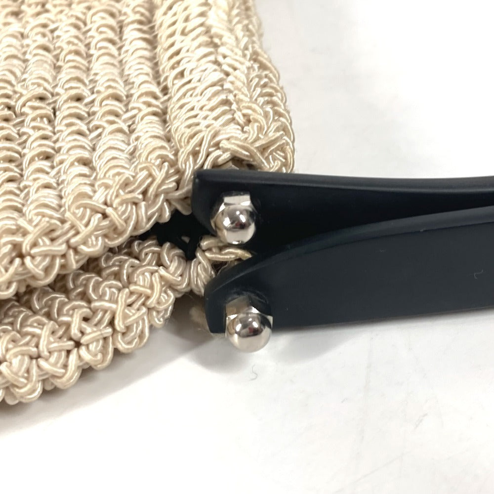 CHANEL ロゴ メッシュ プラスチックハンドル カバン ハンドバッグ キャンバス レディース ベージュ - brandshop-reference