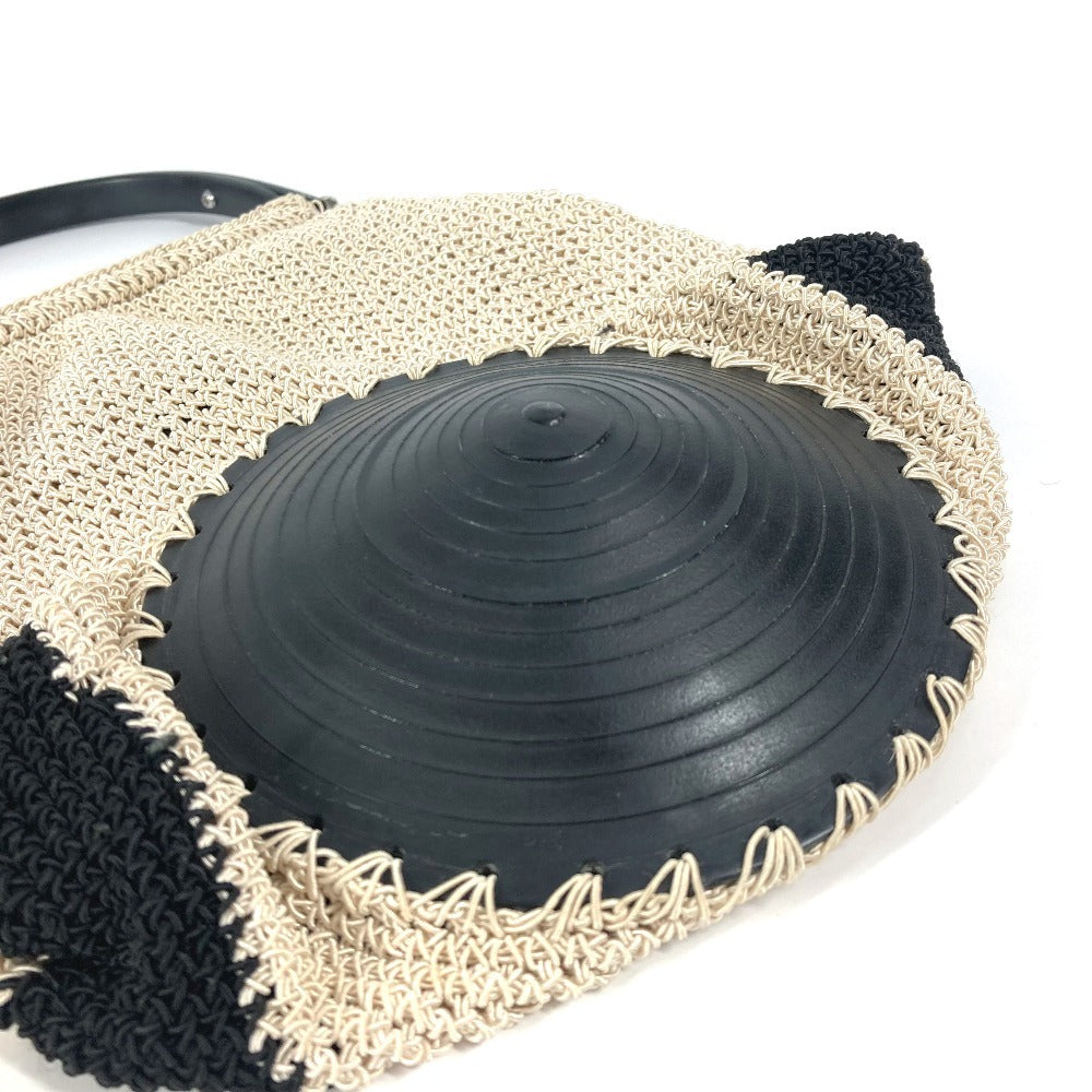 CHANEL ロゴ メッシュ プラスチックハンドル カバン ハンドバッグ キャンバス レディース ベージュ - brandshop-reference