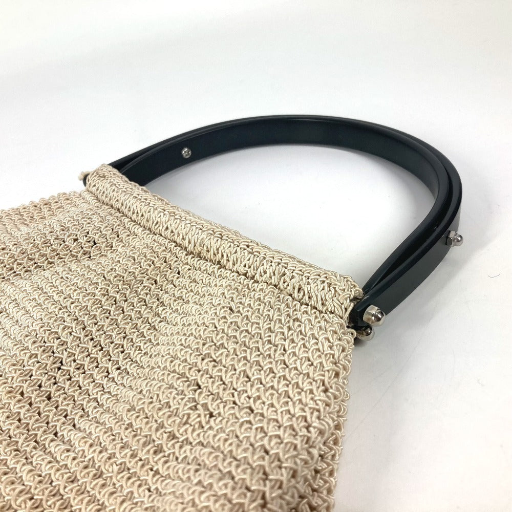 CHANEL ロゴ メッシュ プラスチックハンドル カバン ハンドバッグ キャンバス レディース ベージュ - brandshop-reference