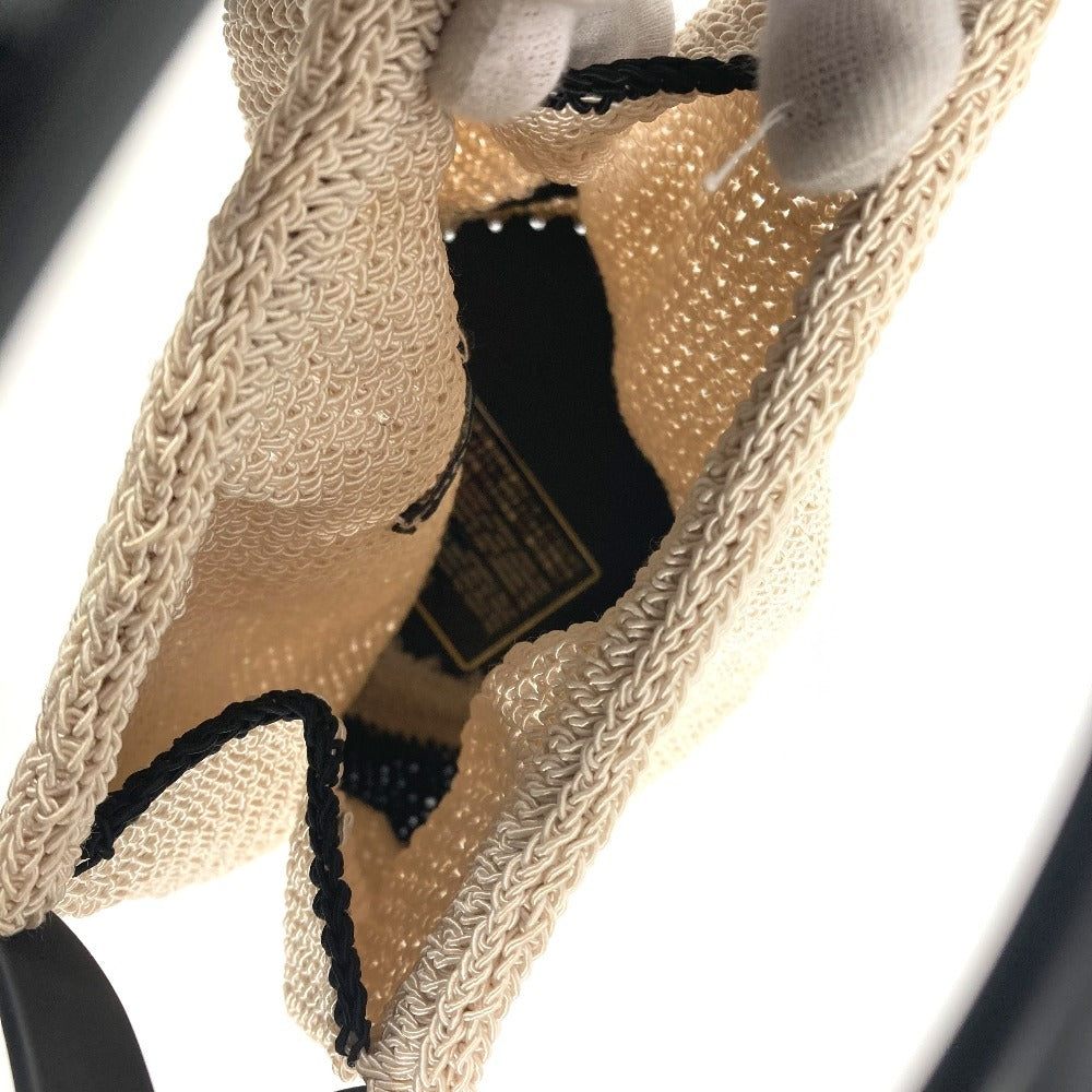 CHANEL ロゴ メッシュ プラスチックハンドル カバン ハンドバッグ キャンバス レディース ベージュ - brandshop-reference