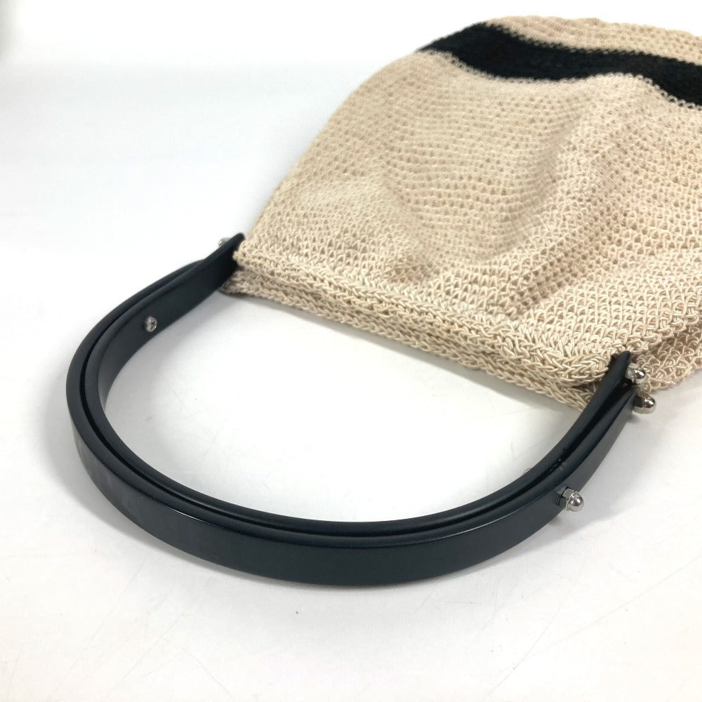 CHANEL ロゴ メッシュ プラスチックハンドル カバン ハンドバッグ キャンバス レディース ベージュ - brandshop-reference