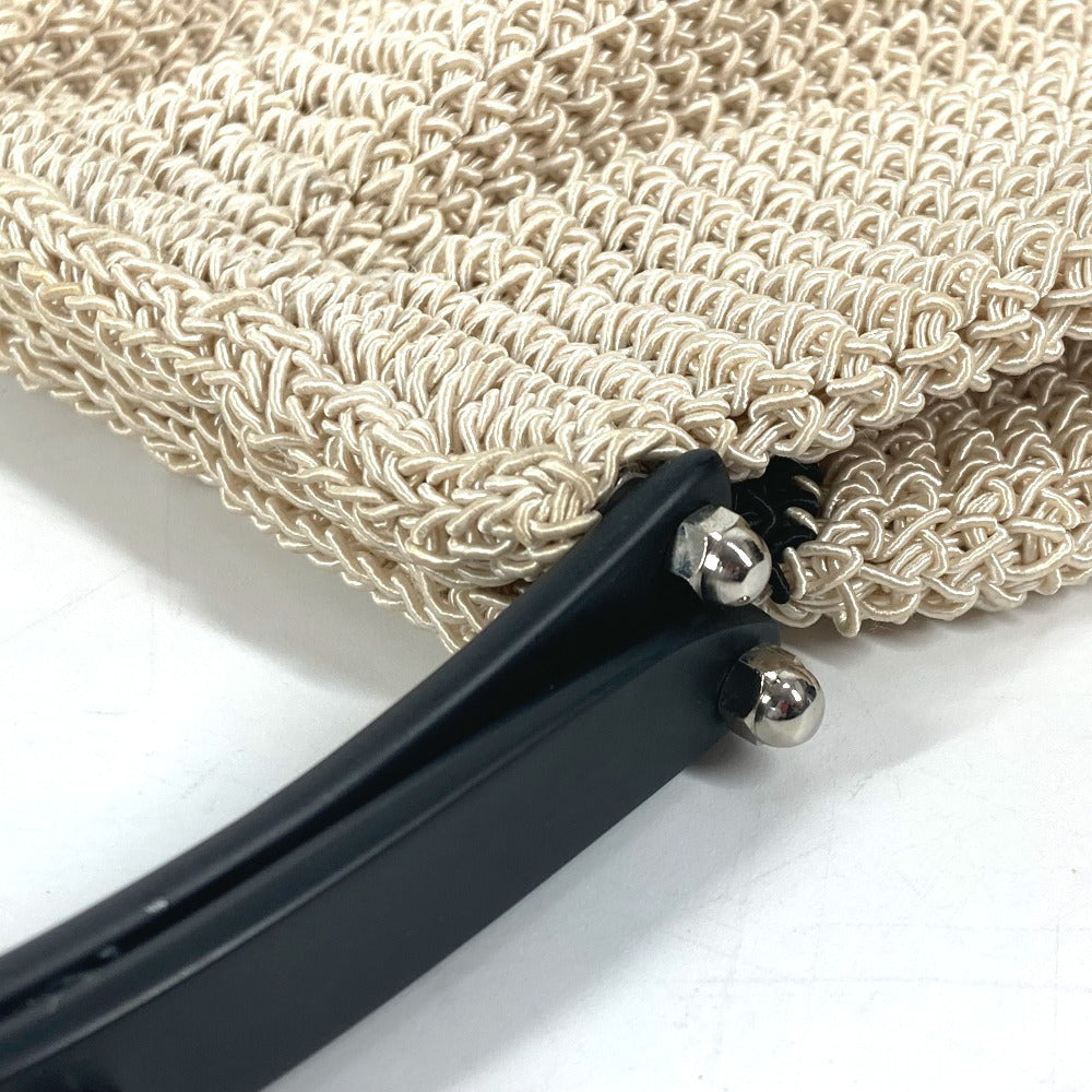 CHANEL ロゴ メッシュ プラスチックハンドル カバン ハンドバッグ キャンバス レディース ベージュ - brandshop-reference