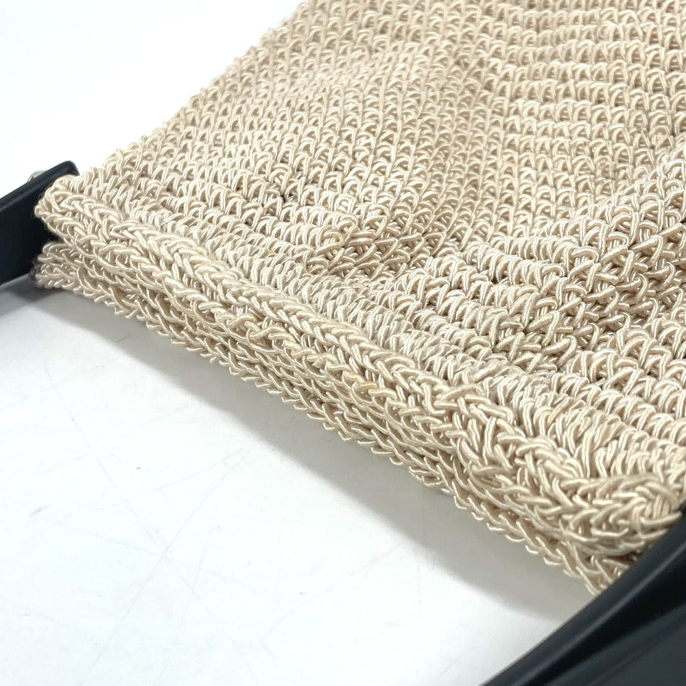 CHANEL ロゴ メッシュ プラスチックハンドル カバン ハンドバッグ キャンバス レディース ベージュ - brandshop-reference