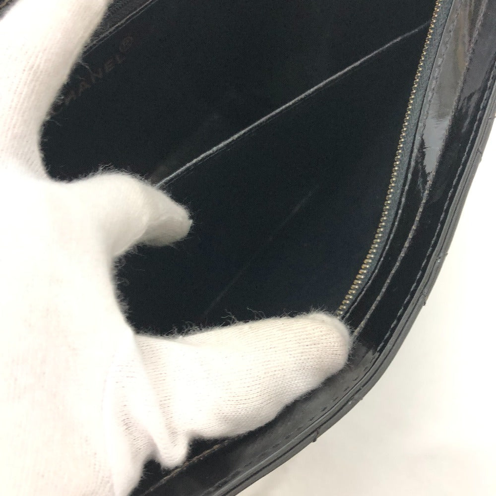 CHANEL Matelasse Coco Mark Chain Back Shoulder Bag Bag Shoulder Bag Enamel Women's Black