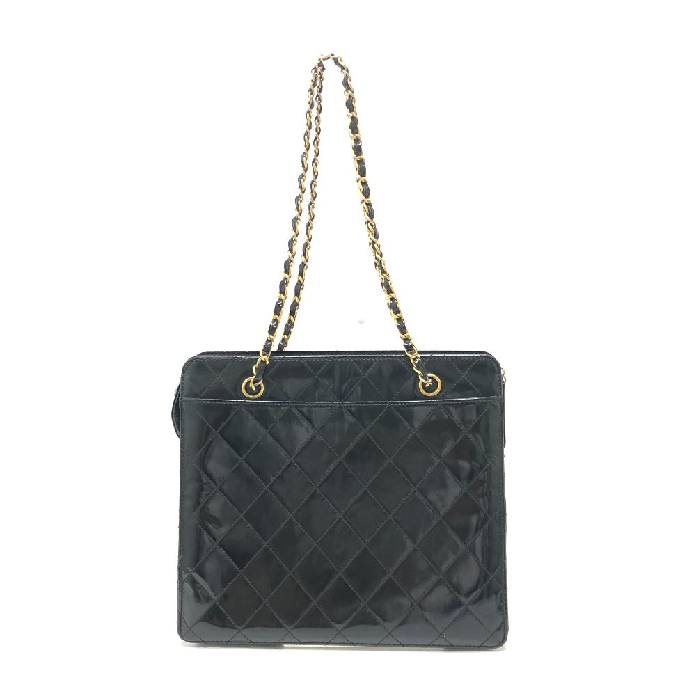 CHANEL Matelasse Coco Mark Chain Back Shoulder Bag Bag Shoulder Bag Enamel Women's Black