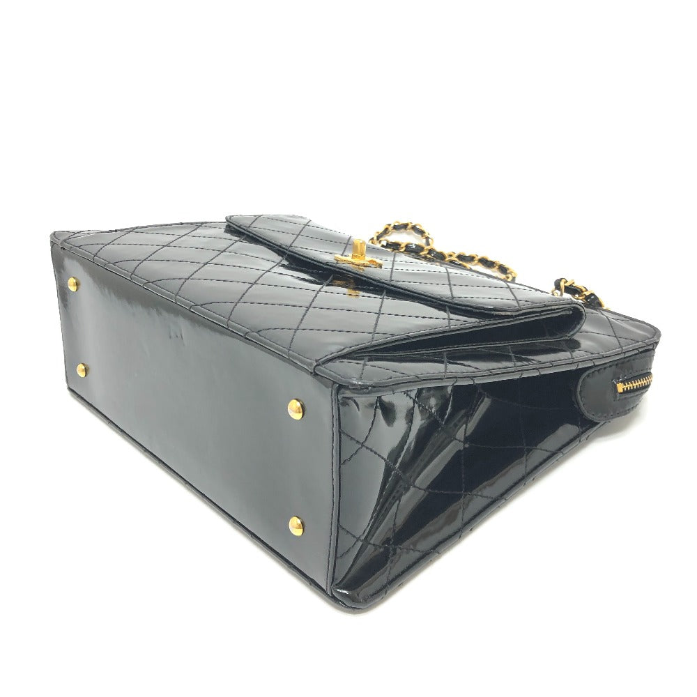 CHANEL Matelasse Coco Mark Chain Back Shoulder Bag Bag Shoulder Bag Enamel Women's Black