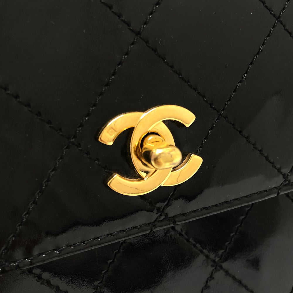 CHANEL Matelasse Coco Mark Chain Back Shoulder Bag Bag Shoulder Bag Enamel Women's Black