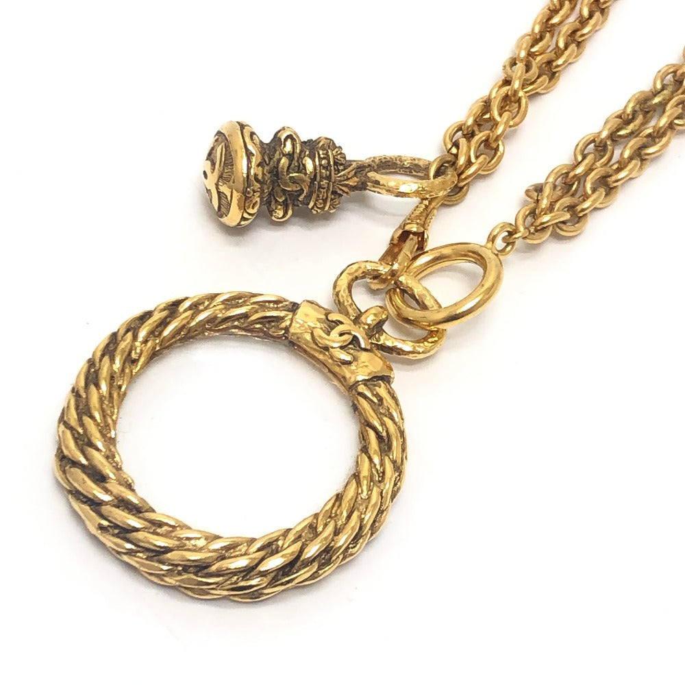 CHANEL ヴィンテージ ルーペ チェーン アクセサリー チャーム付き チェーン ネックレス メタル レディース ゴールド
