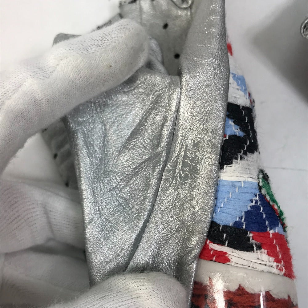 CHANEL 16S CC Coco Mark Airline Fingerless Leather Gloves, Women's, Silver