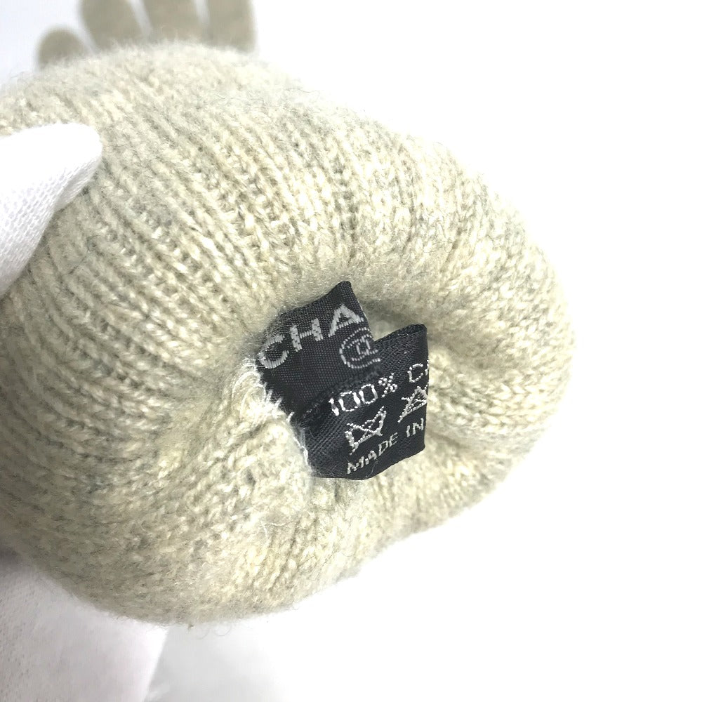 CHANEL CC Coco Mark Gloves, Cashmere, Women's, Beige