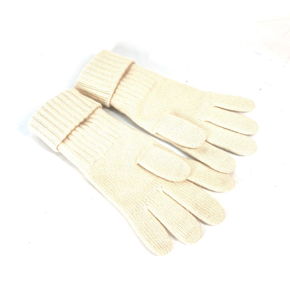 CHANEL Sports Logo CC Coco Mark Long Gloves, Cashmere, Women's, Ivory