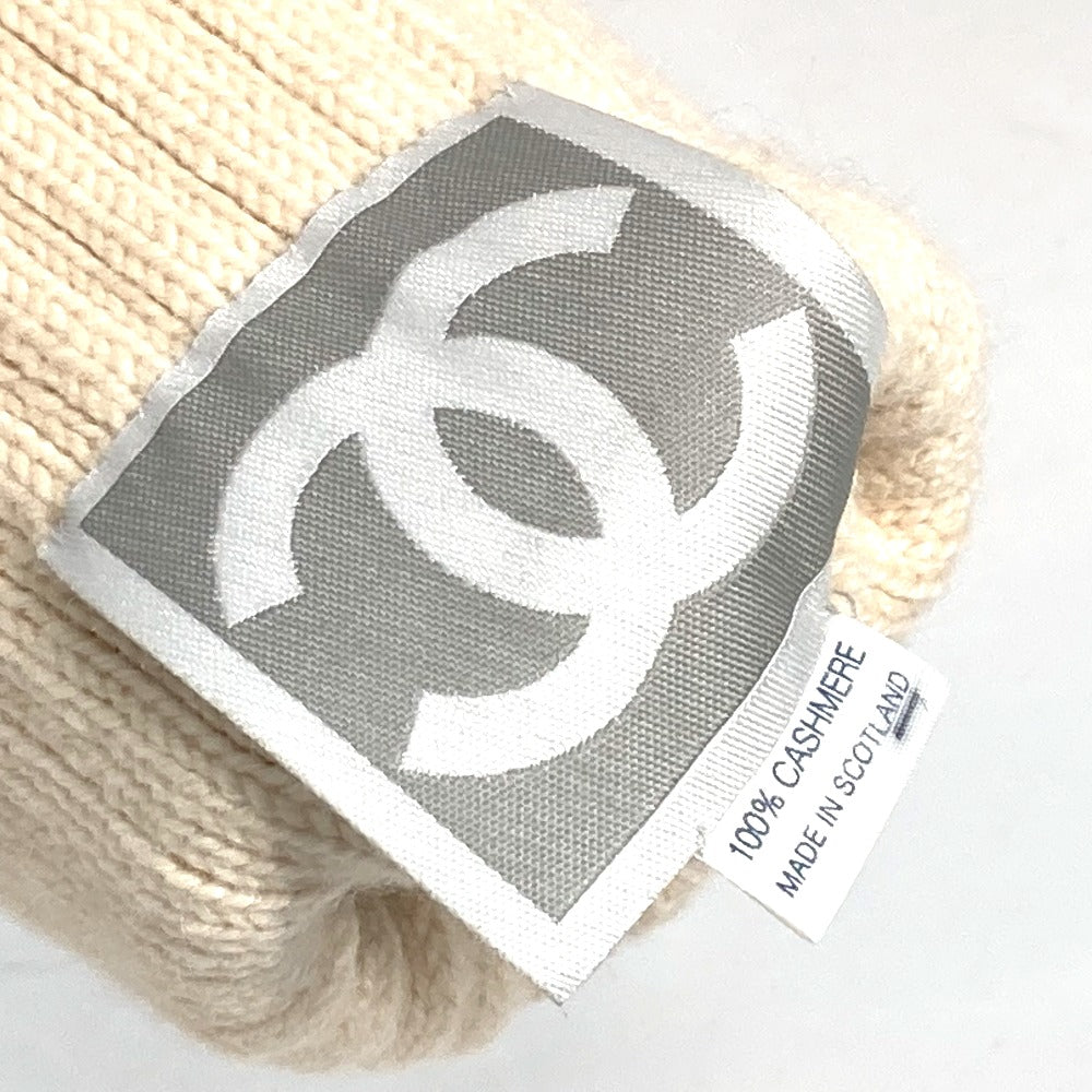 CHANEL Sports Logo CC Coco Mark Long Gloves, Cashmere, Women's, Ivory