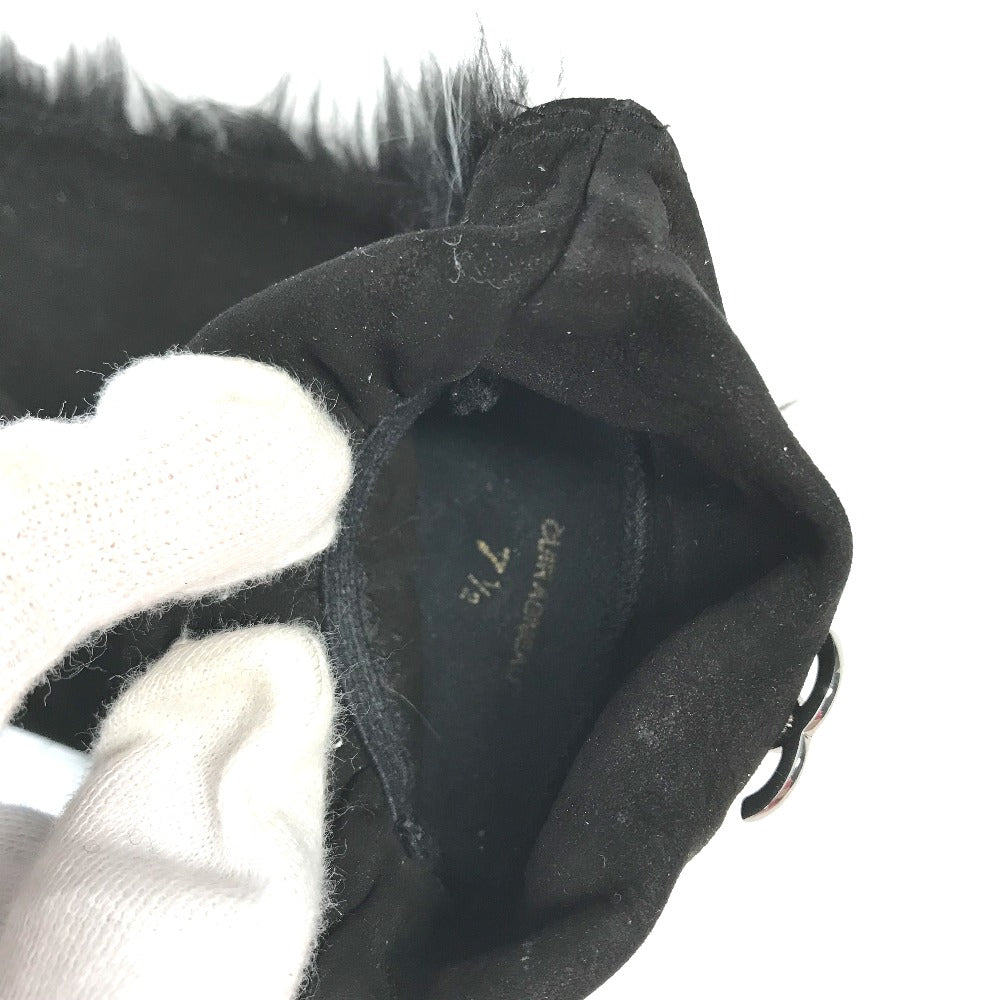 CHANEL Mitten-style CC Coco Mark Fur Nubuck Gloves for Women in Black
