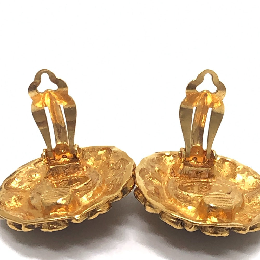 CHANEL vintage grippore rhinestone Accessory clip type Earrings Metal Gold/Red Used