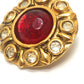 CHANEL vintage grippore rhinestone Accessory clip type Earrings Metal Gold/Red Used