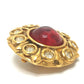 CHANEL vintage grippore rhinestone Accessory clip type Earrings Metal Gold/Red Used
