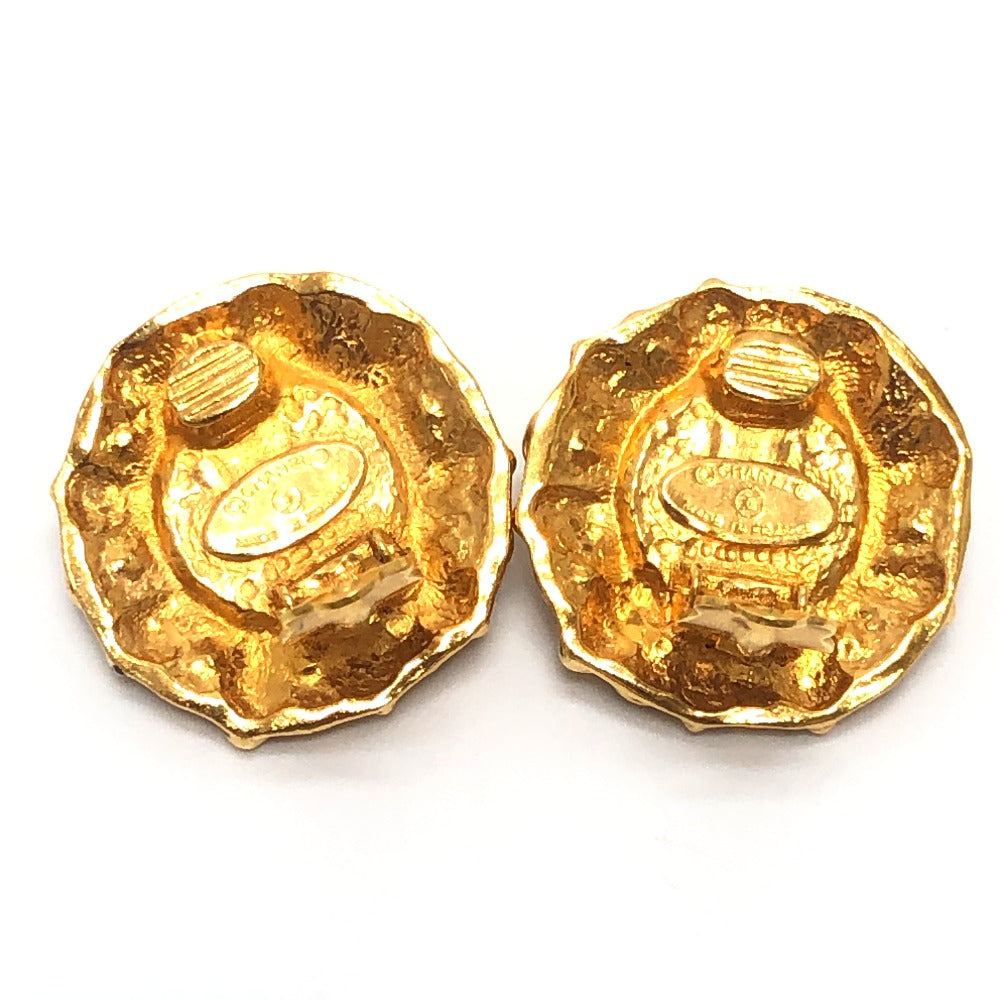 CHANEL vintage grippore rhinestone Accessory clip type Earrings Metal Gold/Red Used