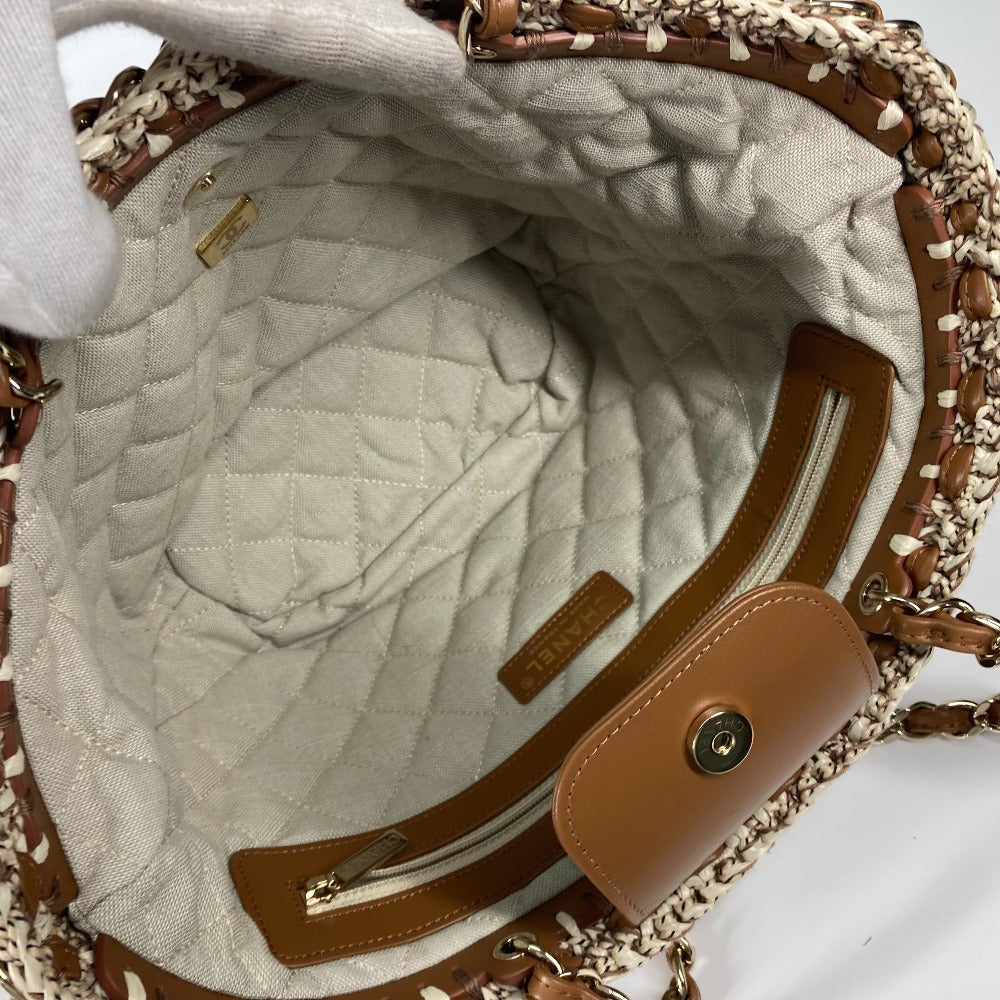 CHANEL CC トートバッグ ココマーク チェーンカゴバッグ スモール チェーンバッグ カバン 肩掛け ショルダーバッグ レザー レディース ブラウン - brandshop-reference