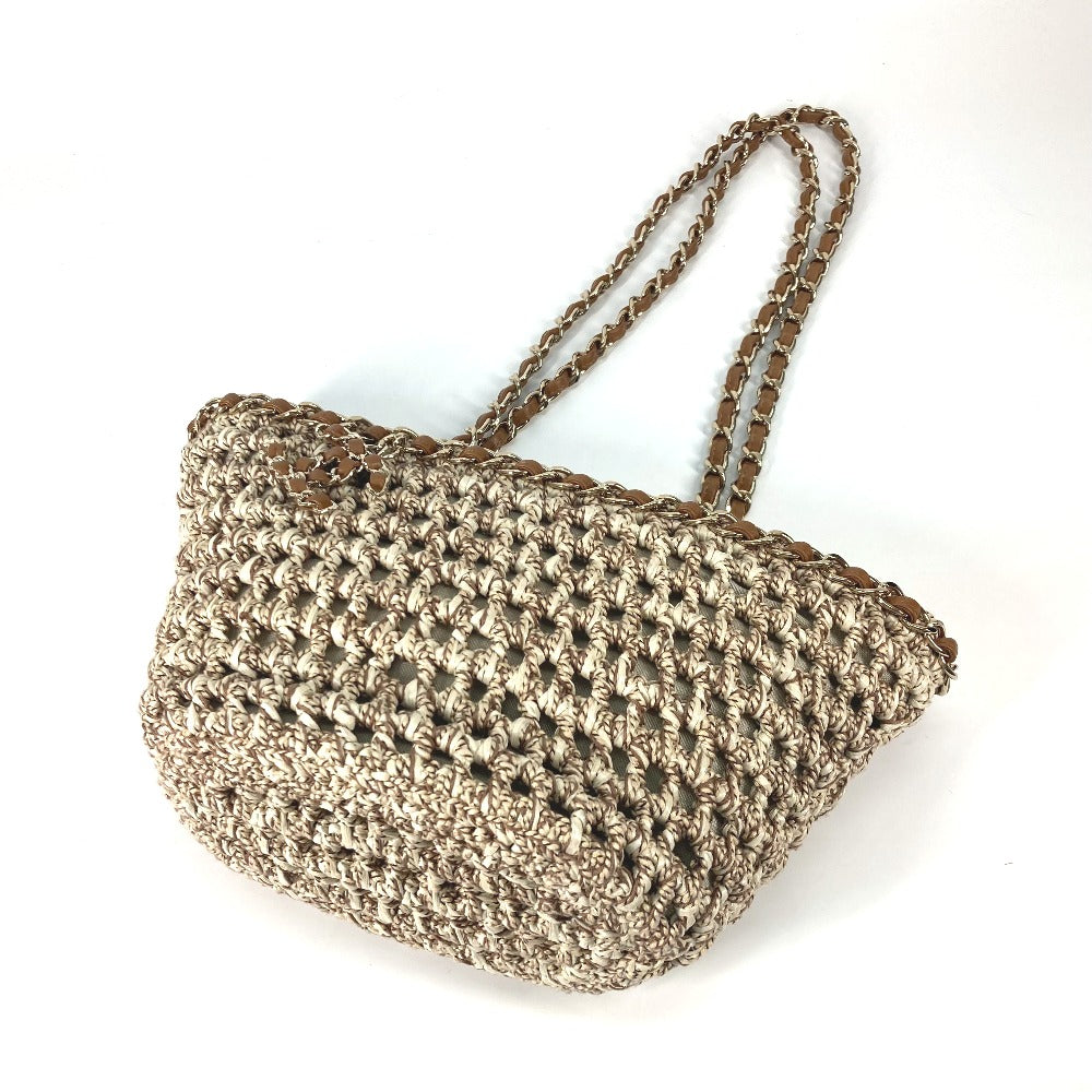 CHANEL CC トートバッグ ココマーク チェーンカゴバッグ スモール チェーンバッグ カバン 肩掛け ショルダーバッグ レザー レディース ブラウン - brandshop-reference