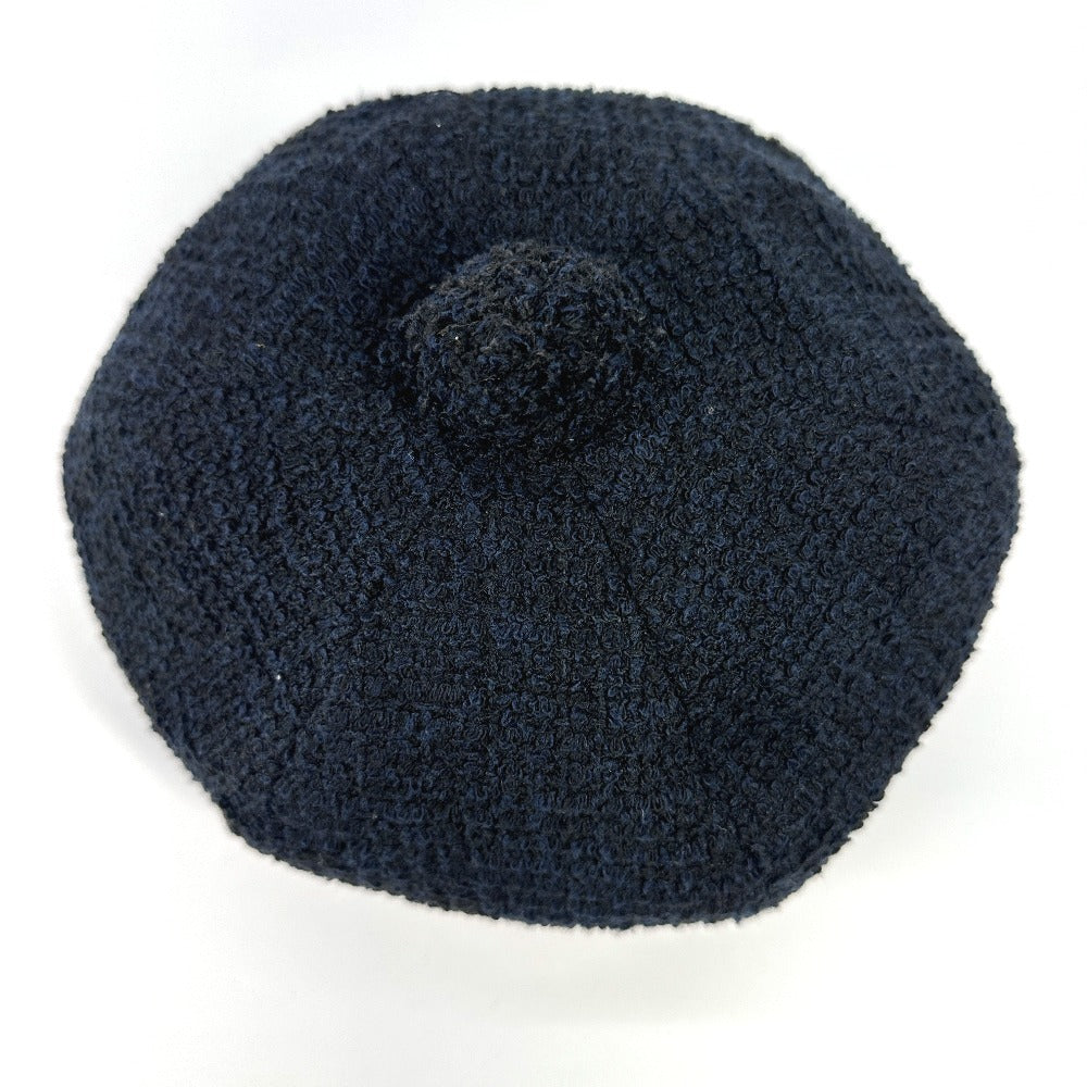 CHANEL ラメ ロゴ ポンポン付き CC ココマーク ツイード ビーニー 帽子 ニット帽 ニットキャップ ニット帽 コットン レディース ネイビー - brandshop-reference