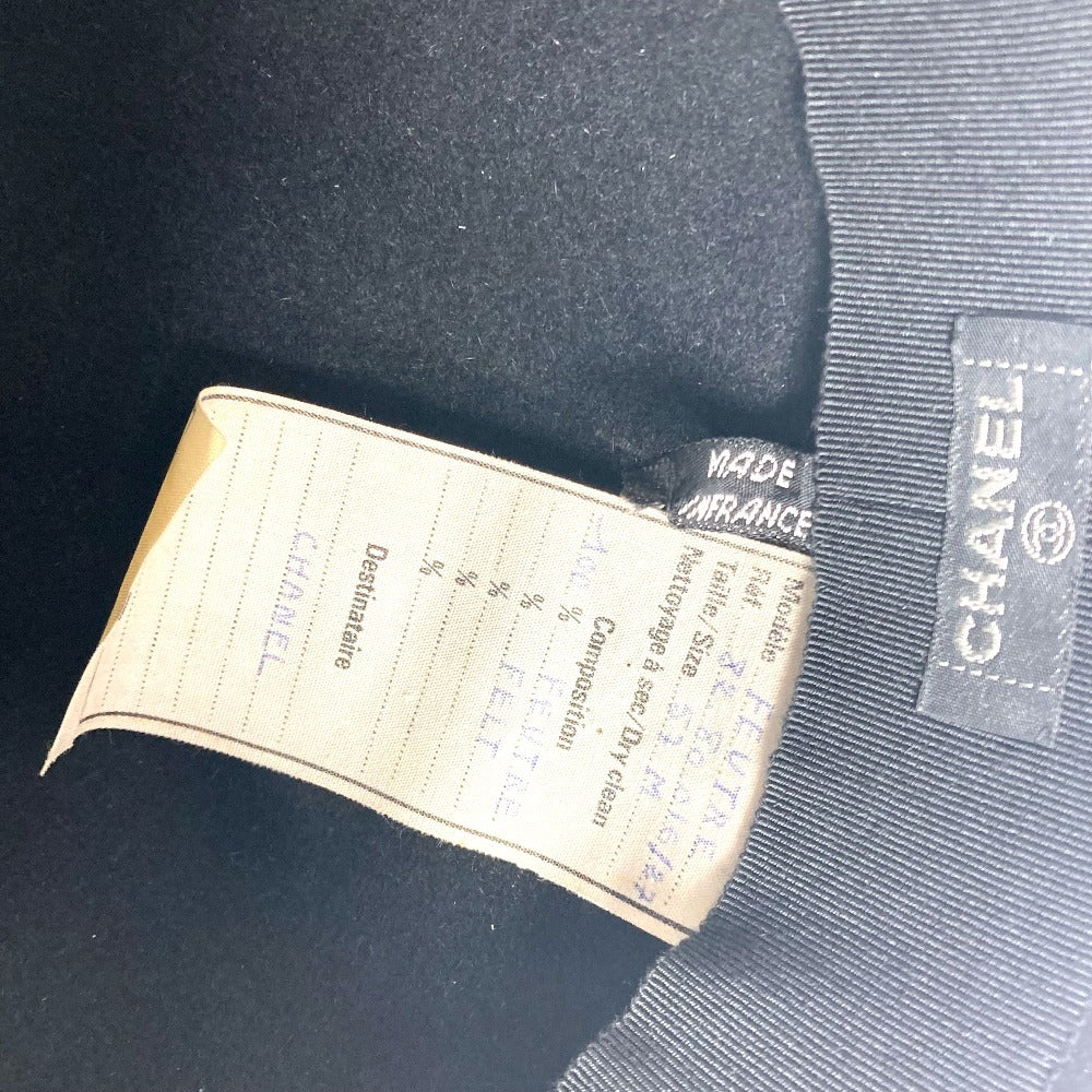 CHANEL vintage logo ribbon ribbon hat hat bucket hat bob hat hat felt Black Used