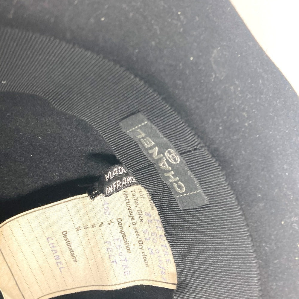 CHANEL vintage logo ribbon ribbon hat hat bucket hat bob hat hat felt Black Used