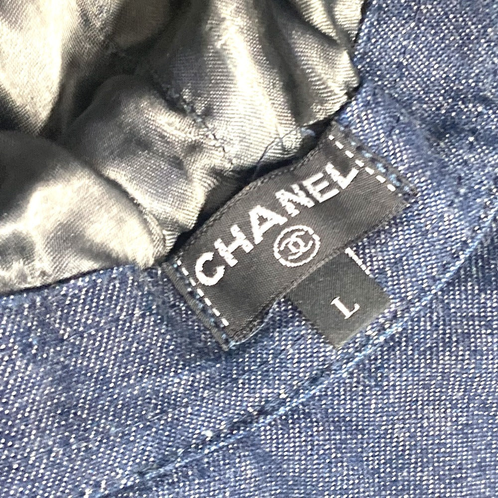 CHANEL Denim Night Flight Bucket Hat, Cotton, Women's, Blue