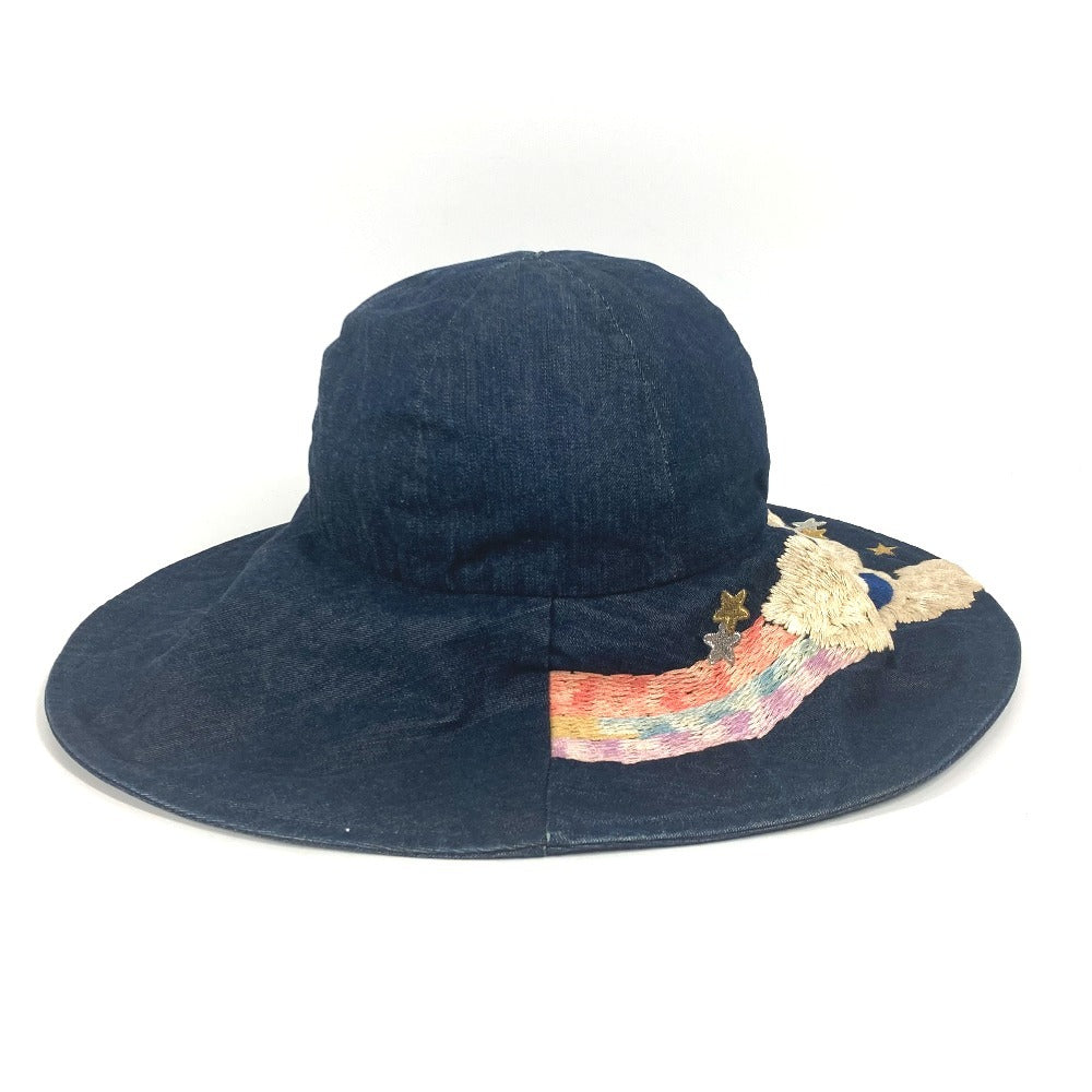 CHANEL Denim Night Flight Bucket Hat, Cotton, Women's, Blue