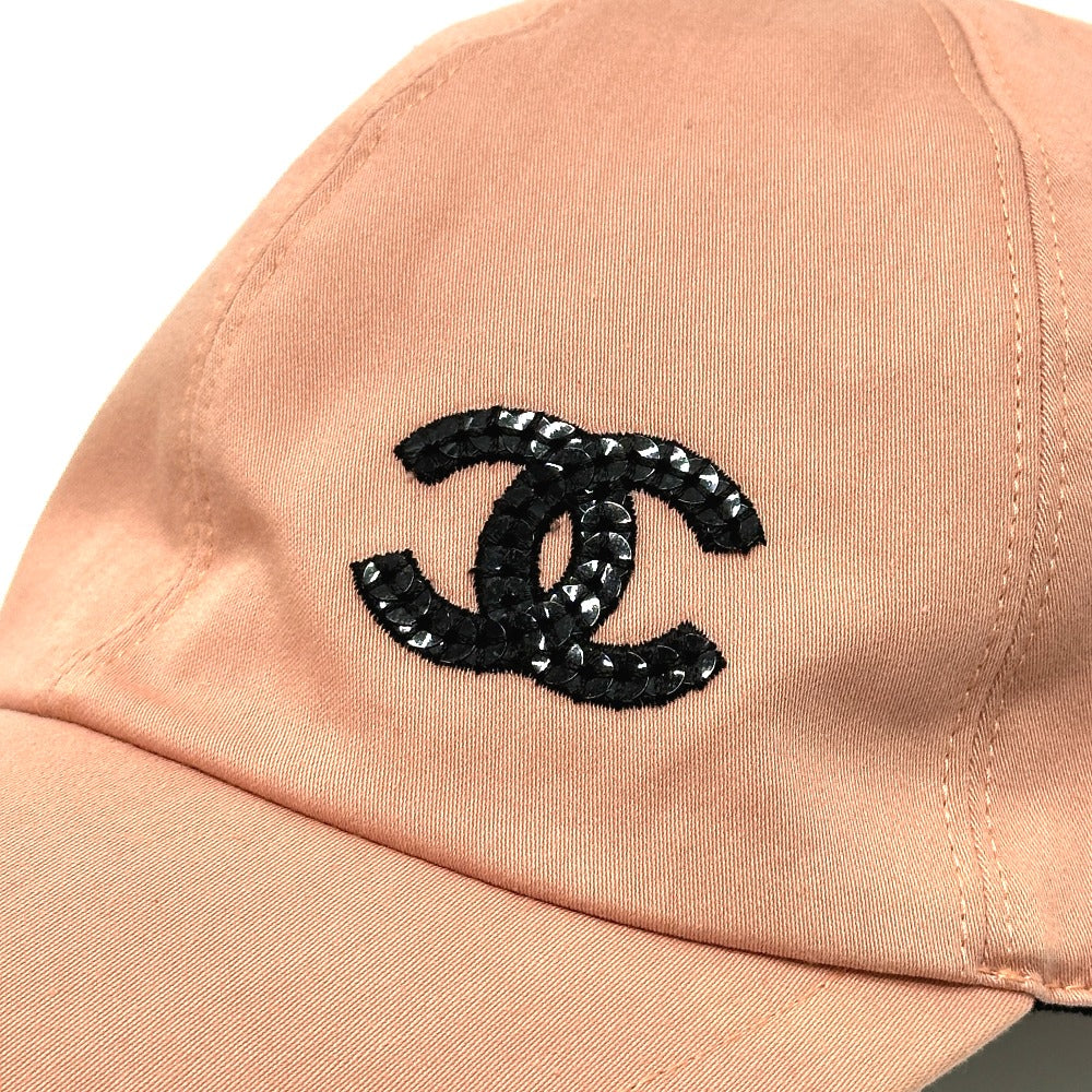 CHANEL AA9698 ココマーク スパンコール ベースボール アパレル キャップ コットン レディース ピンク