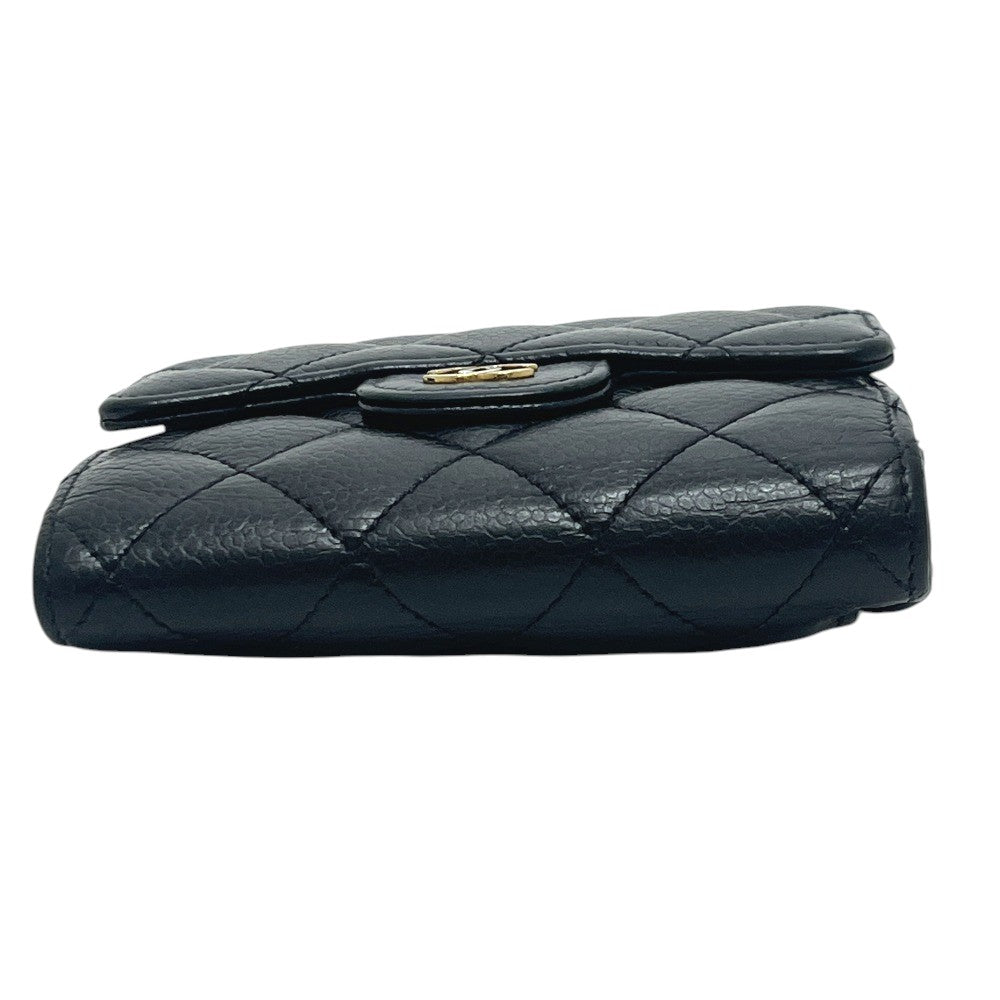 CHANEL AP0231 Matelasse CC Mark Compact Trifold wallet Caviar Leather Black Used