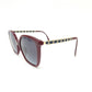 CHANEL 5546-Q-A Coco Mark Chain Square Shape Calfskin Sunglasses Plastic Ladies Red