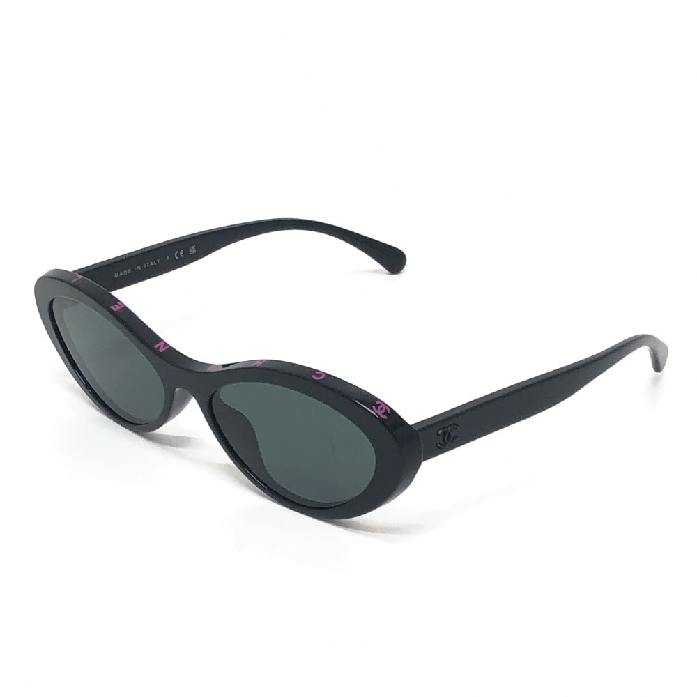 CHANEL 5416-A Coco Mark Fashion Accessory Eyewear Oval Shape Plastic Sunglasses Women's Black