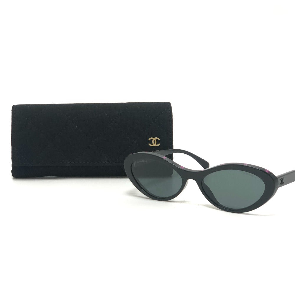 CHANEL 5416-A Coco Mark Fashion Accessory Eyewear Oval Shape Plastic Sunglasses Women's Black