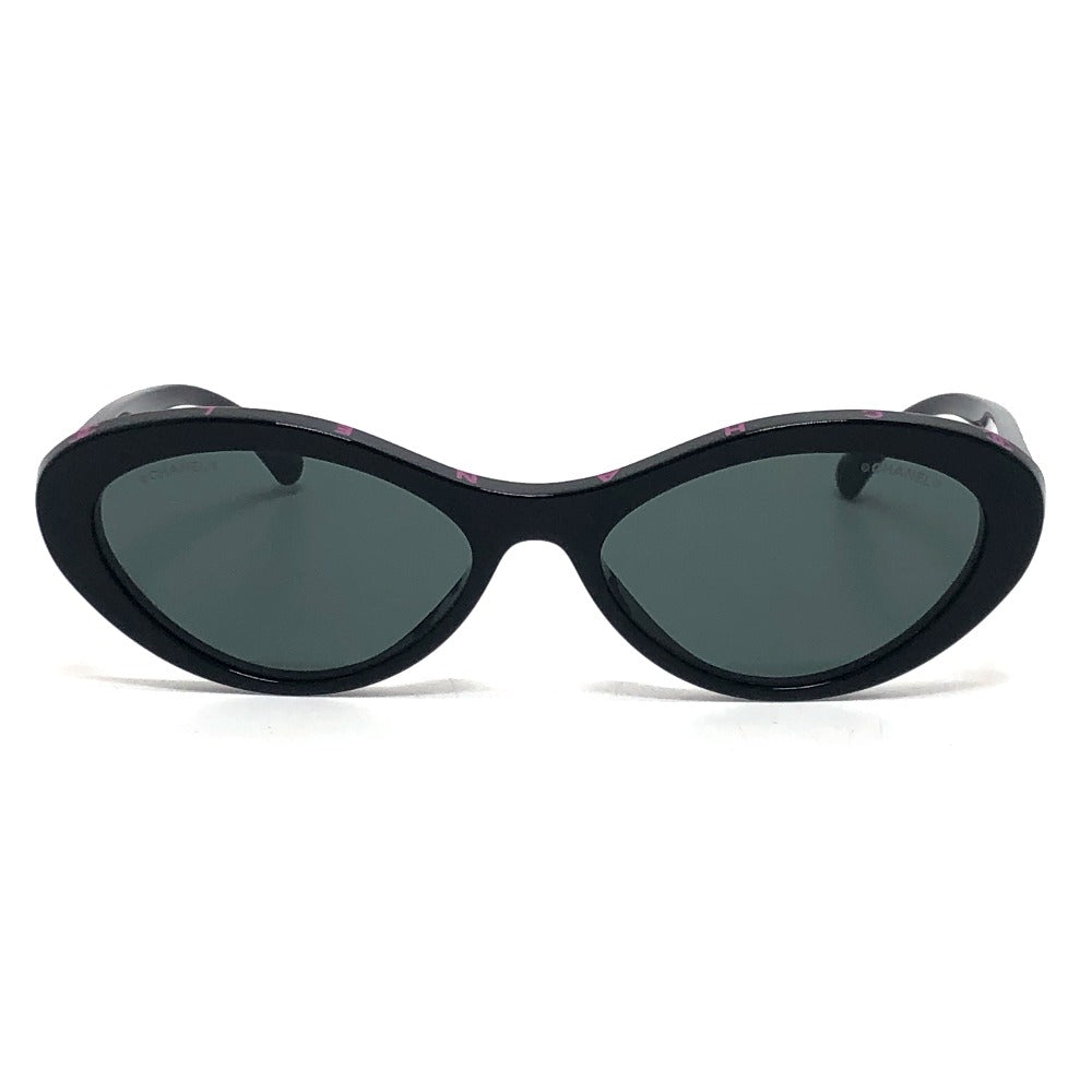 CHANEL 5416-A Coco Mark Fashion Accessory Eyewear Oval Shape Plastic Sunglasses Women's Black
