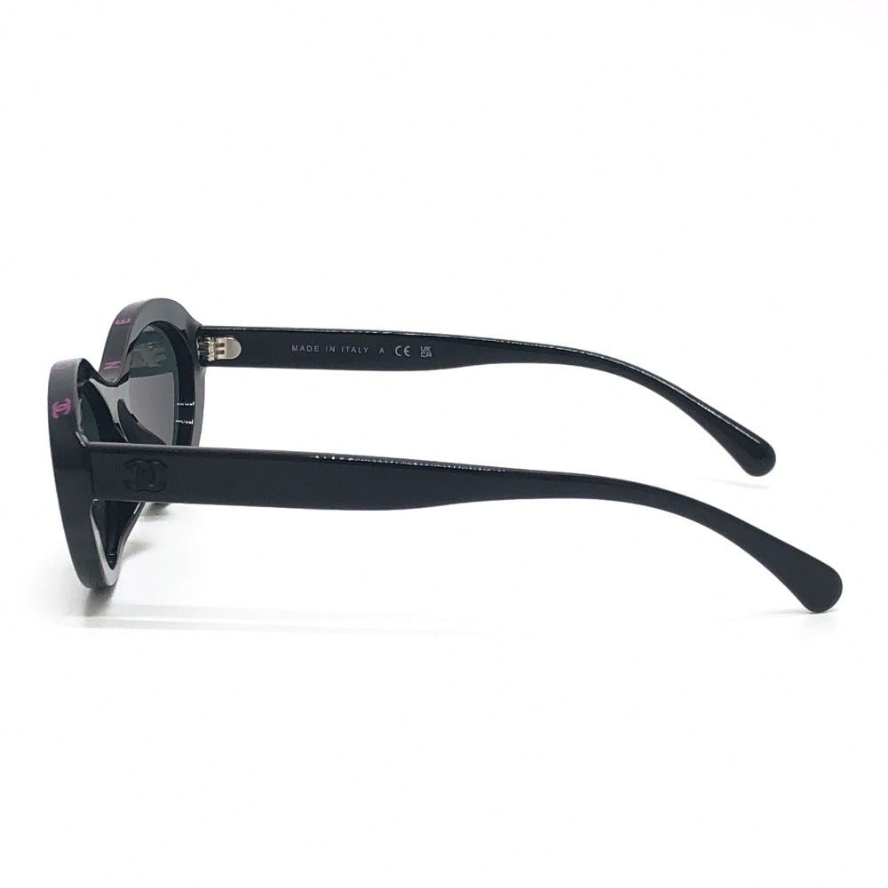 CHANEL 5416-A Coco Mark Fashion Accessory Eyewear Oval Shape Plastic Sunglasses Women's Black