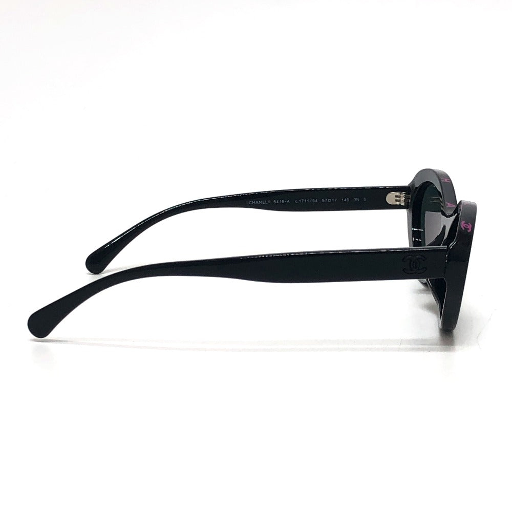 CHANEL 5416-A Coco Mark Fashion Accessory Eyewear Oval Shape Plastic Sunglasses Women's Black