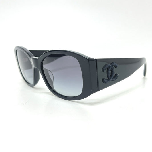 CHANEL OCH5450-A 刺繍 ココマーク アイウェア サングラス プラスチック レディース ブラック