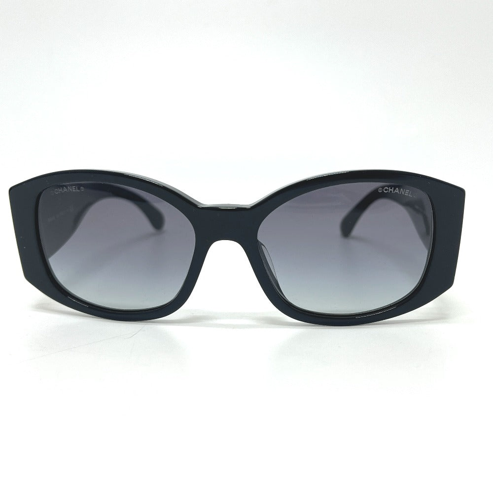 CHANEL OCH5450-A 刺繍 ココマーク アイウェア サングラス プラスチック レディース ブラック