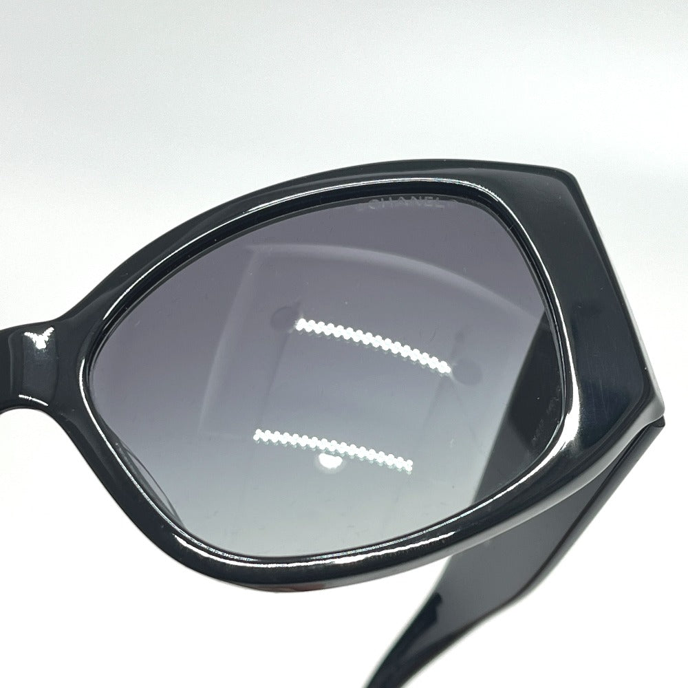 CHANEL OCH5450-A 刺繍 ココマーク アイウェア サングラス プラスチック レディース ブラック