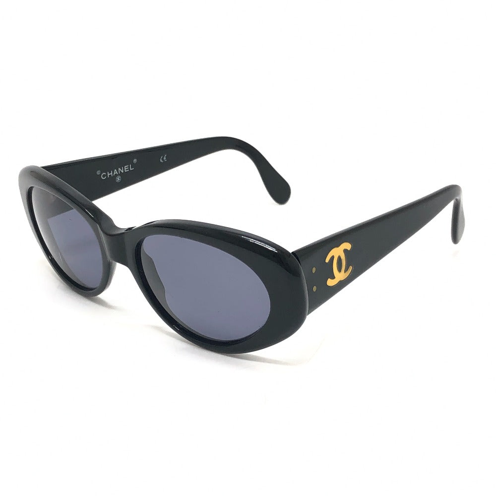 CHANEL 05974 CC Mark Eyewear Oval Blue Lens Vintage sunglasses Plastic Black Used