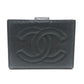 CHANEL CC Mark Stitch Short wallet, mini wallet, coin purse with clasp Folded wallet Caviar Leather Black Used