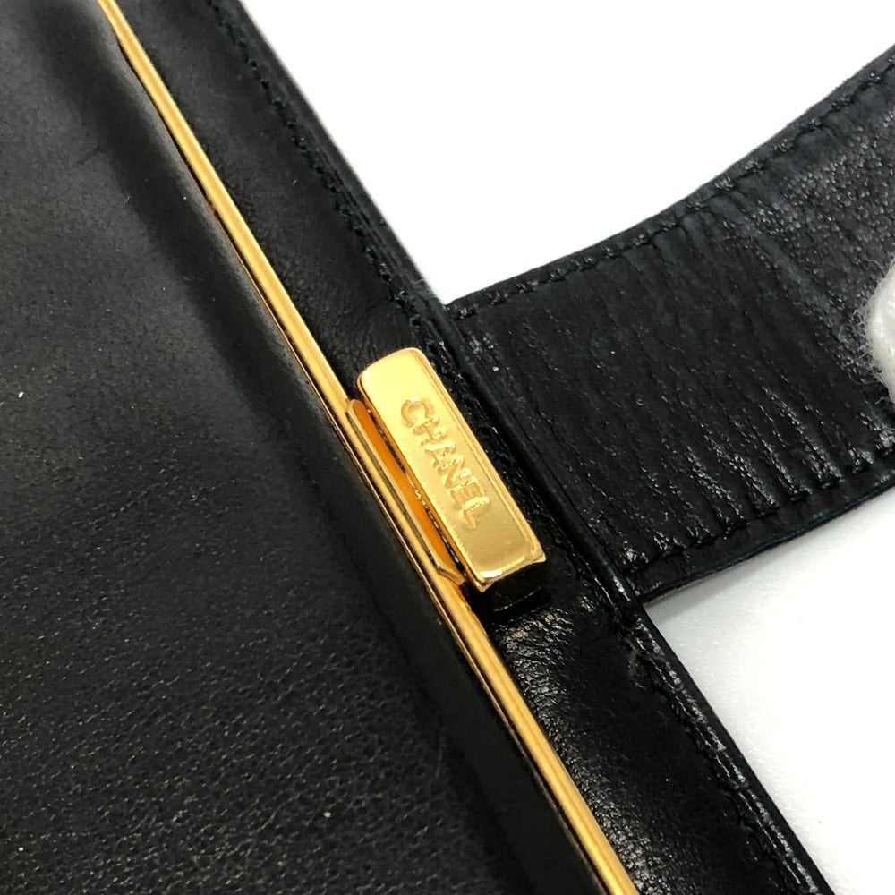 CHANEL CC Mark Stitch Short wallet, mini wallet, coin purse with clasp Folded wallet Caviar Leather Black Used