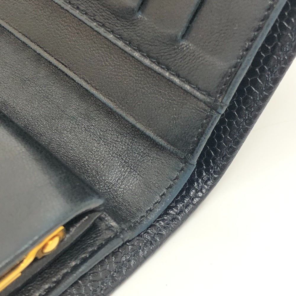 CHANEL CC Mark Stitch Short wallet, mini wallet, coin purse with clasp Folded wallet Caviar Leather Black Used